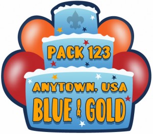 Blue and Gold Cake Embroidered Patch Design Idea