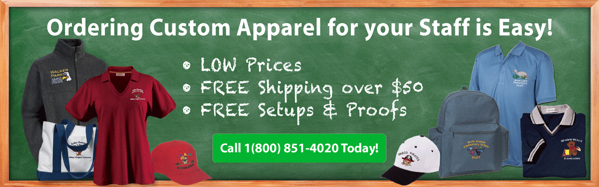 school teachers staff custom embroidery ordering is easy low prices free shipping