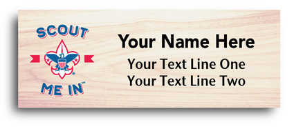 maple wood full color scout Name Tags - eagle and scout me in