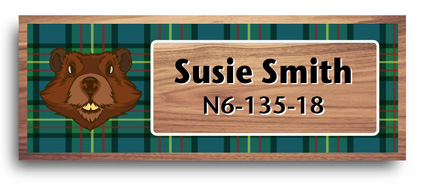 cherry wood full color scout Name Tags - wood badge beaver