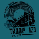 Sunset Scouts at Campfire T-shirt Design