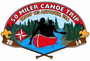 50 Miler Canoe Trip Embroidered Patch Design Idea