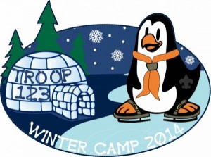 Winter Camp Penguin Skater Embroidered Patch Design Idea