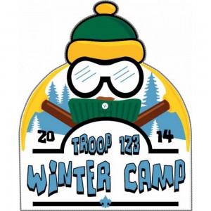 Icy Winter Campout Embroidered Patch Design Idea