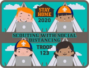 Scouting From Home Social Distancing Embroidered Patch Design Idea