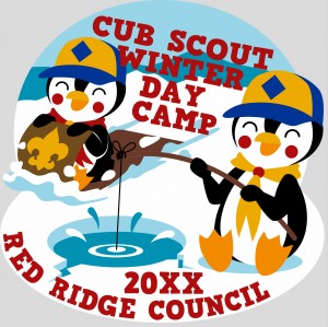Cub Winter Camping Embroidered Patch Design Idea