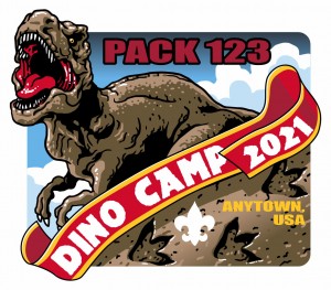 Dino Camp Embroidered Patch Design Idea