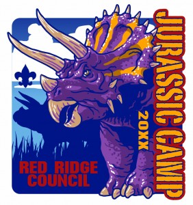 Jurassic Camp - Triceratops Embroidered Patch Design Idea