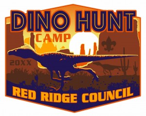 Dino Hunt Camp Embroidered Patch Design Idea