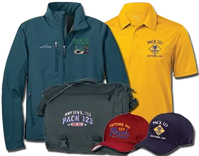 Custom embroidered Cub Scout pack polos and jackets