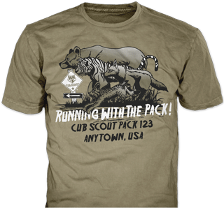 Cub Scout Pack t-shirt design idea SP2562 on khaki t-shirts