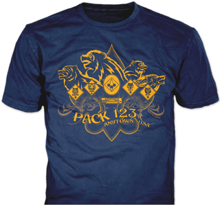 Cub Scout Pack t-shirt design idea SP4300 on Navy blue t-shirts