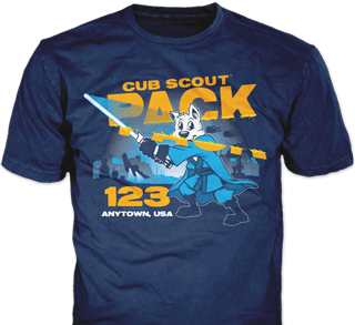 Cub Scout Pack t-shirt design idea SP6441 on navy t-shirts