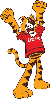 ClassB cartoon tiger excited about custom t‑shirts