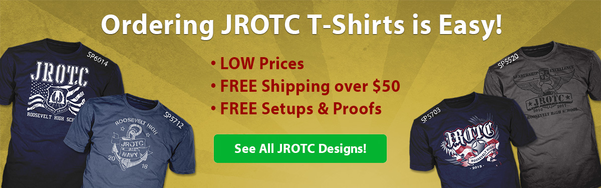 JROTC custom t-shirts ordering is easy • low prices • free shipping