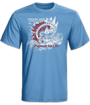 Scout Troop design on a B474 wicking t-shirt