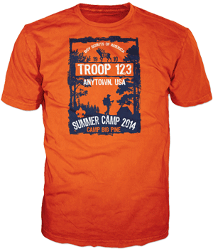 Scout Troop design on a B120 50/50 cotton-poly t-shirt
