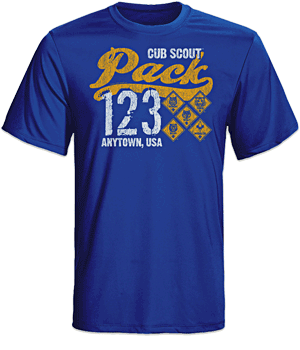 Cub Scout pack design on a B474 wicking t-shirt