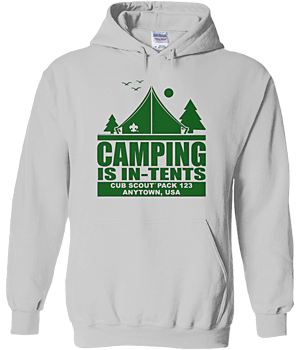 Cub Scout pack design on a B176 hooded sweatshirt