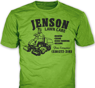 Lawn Care t-shirt design idea SP143 on green t-shirt