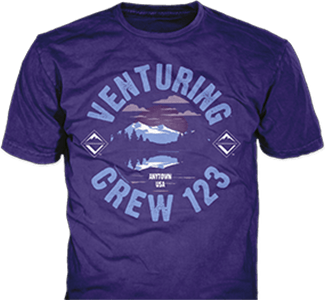 Venturing Crew t-shirt design idea SP5477 B110 on purple t-shirts