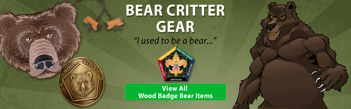 wood badge Bear critter gear header image