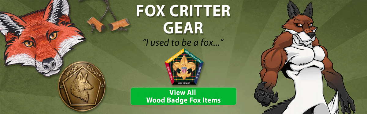 wood badge fox critter gear header image