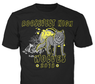 Class of 2019 Roosevelt High t-shirt design idea SP2971 on Black t-shirts