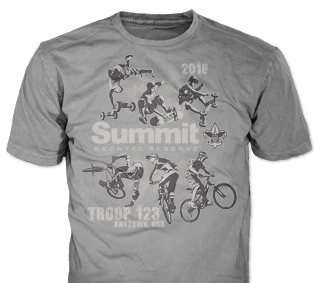 Summit Bechtel t-shirt design idea SP5157 on blue t-shirts
