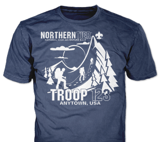 Northern Tier Adventure Custom T-shirt Design SP5314 on Midnight Blue Color