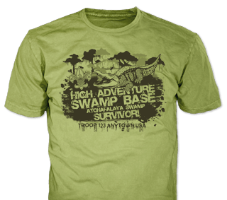 Swamp Base Adventure Custom T-shirt Design SP6665 on Green Color