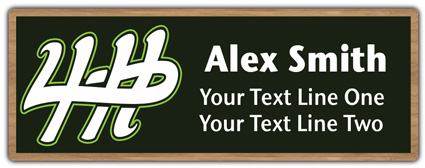 cherry wood full color 4-h Name Tags - 4-h script