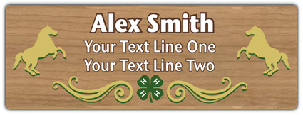 cherry wood full color 4-h Name Tags - horses