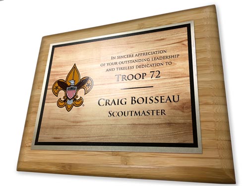 cub scout pack custom reward bamboo plaque