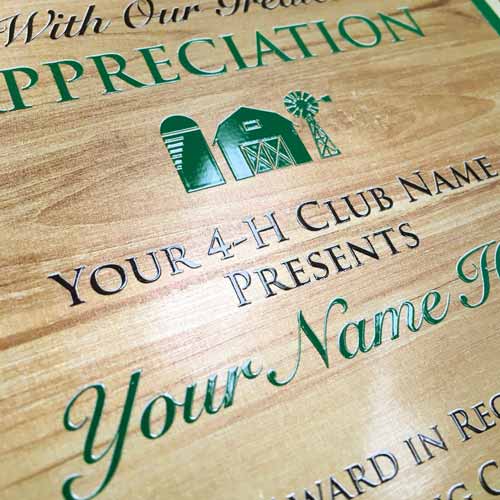 raised gloss on print on 4-h plaque plate