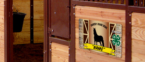 Stall Tag on post out side fair show stall