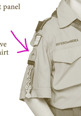 den emblem patch placement on Webelos scout uniform