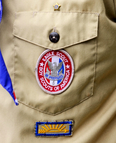 left pocket of boy scout uniform