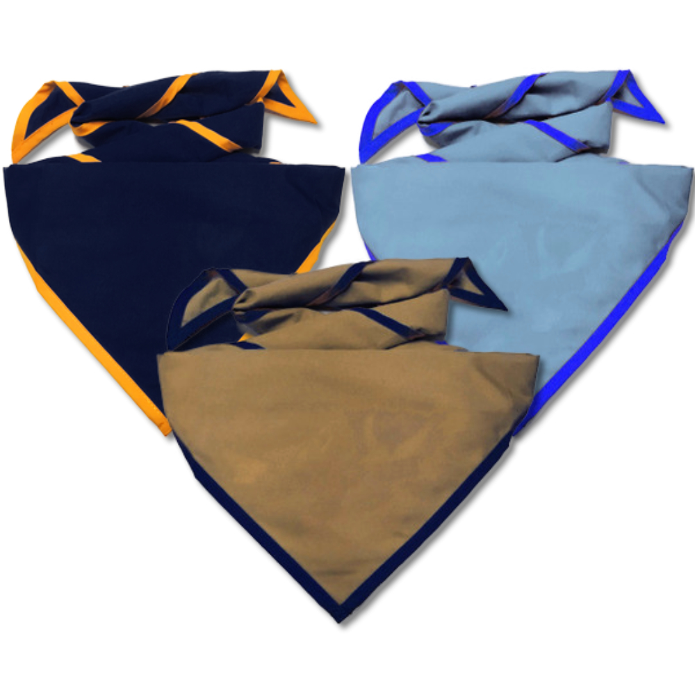 blank scout neckerchiefs with color piping