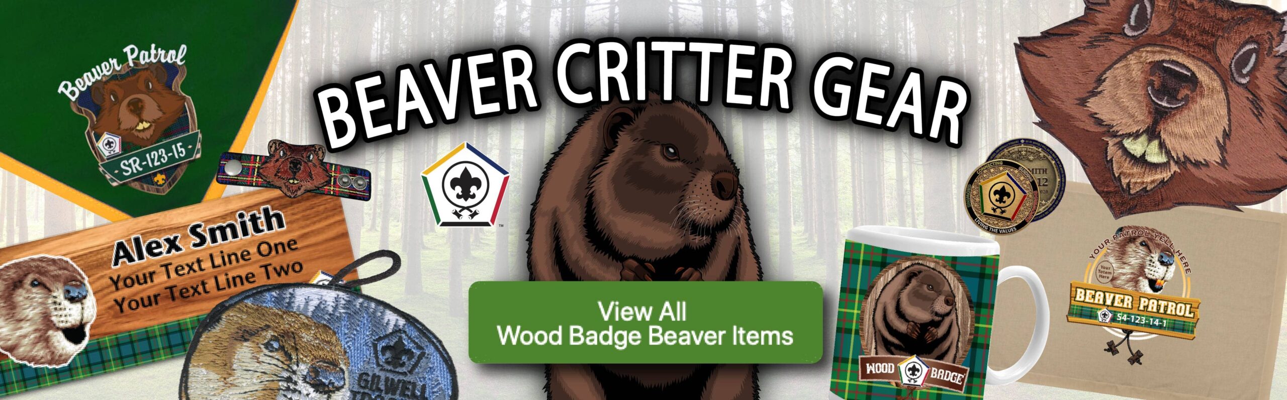 wood badge Beaver critter gear header image