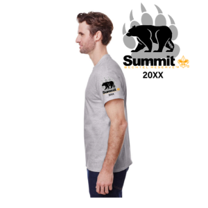 Summit sleeve print for a Scout t-shirt