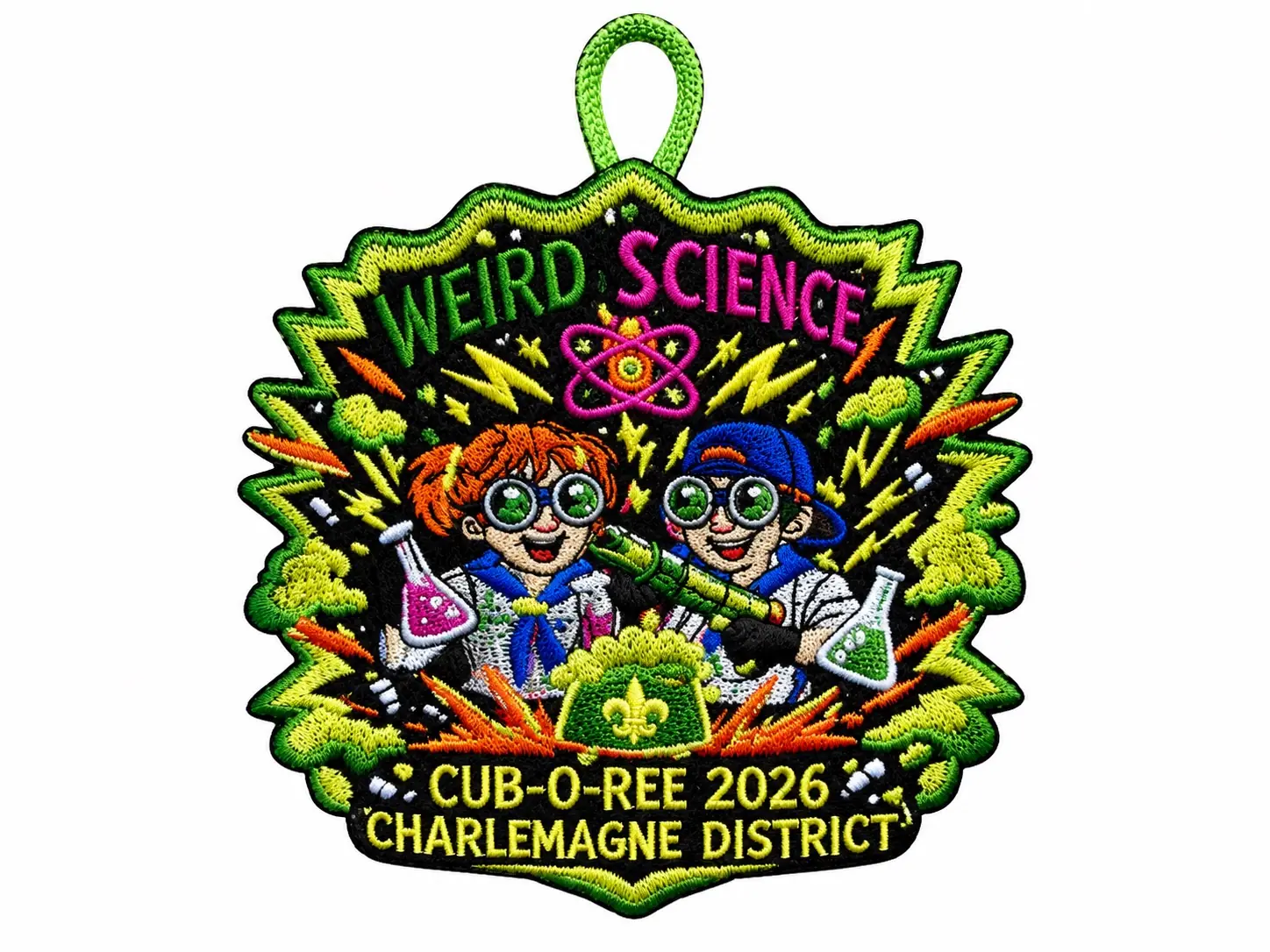 Cub-O-Ree patch with an intricate laser-cut border