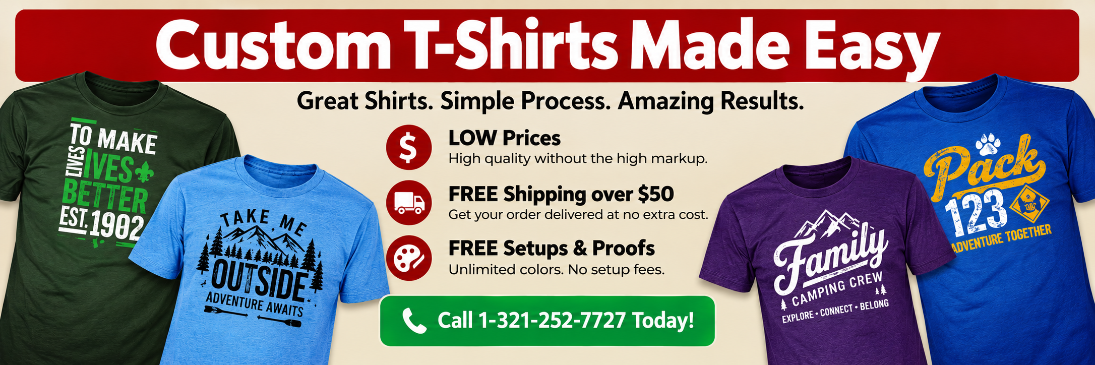 Custom t-shirts for groups — unlimited colors, free design help, free standard shipping