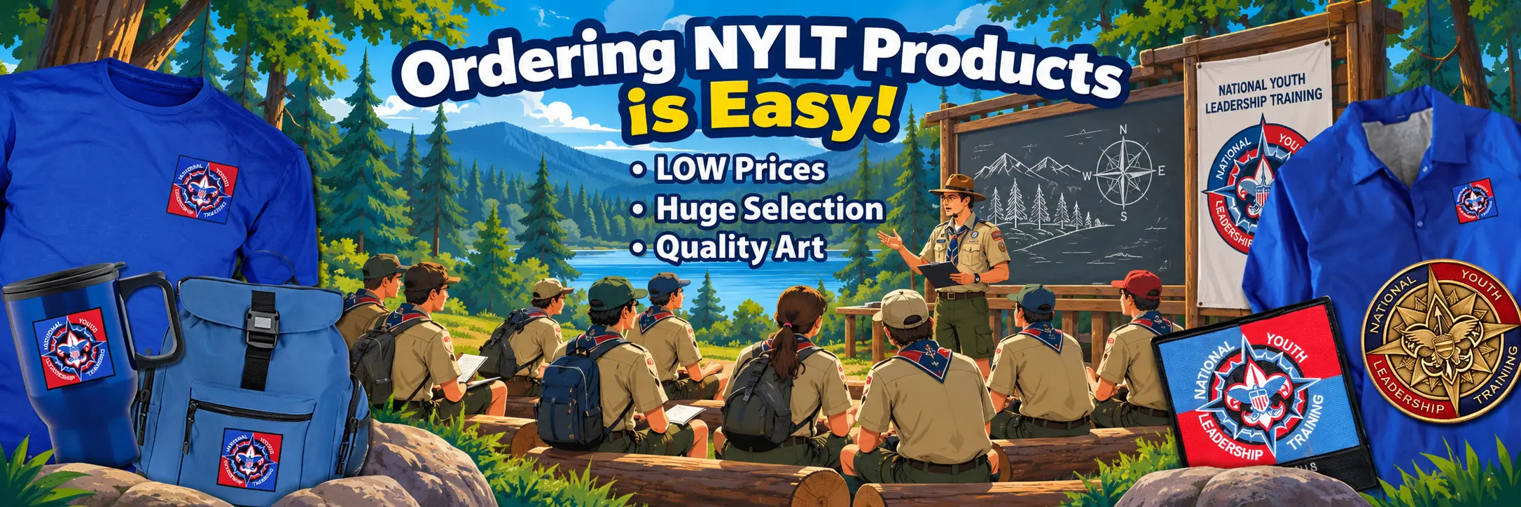 NYLT course patches, neckerchiefs and staff apparel for Scouting America councils