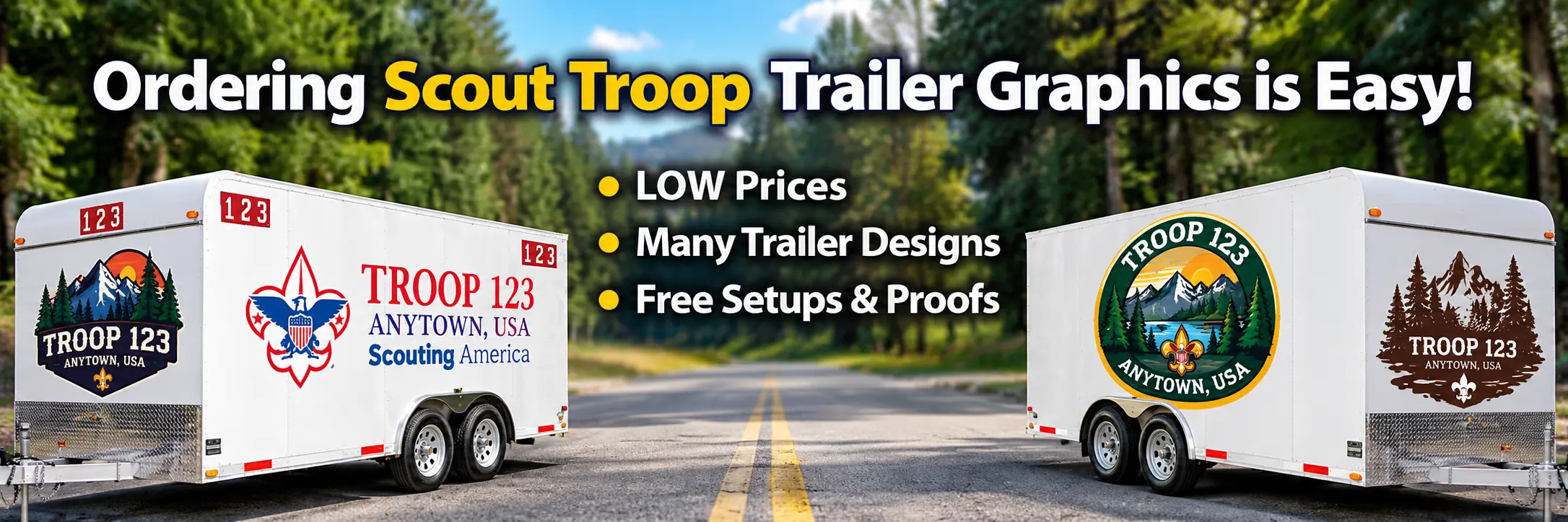 Scout Troop trailer with custom trailer graphics