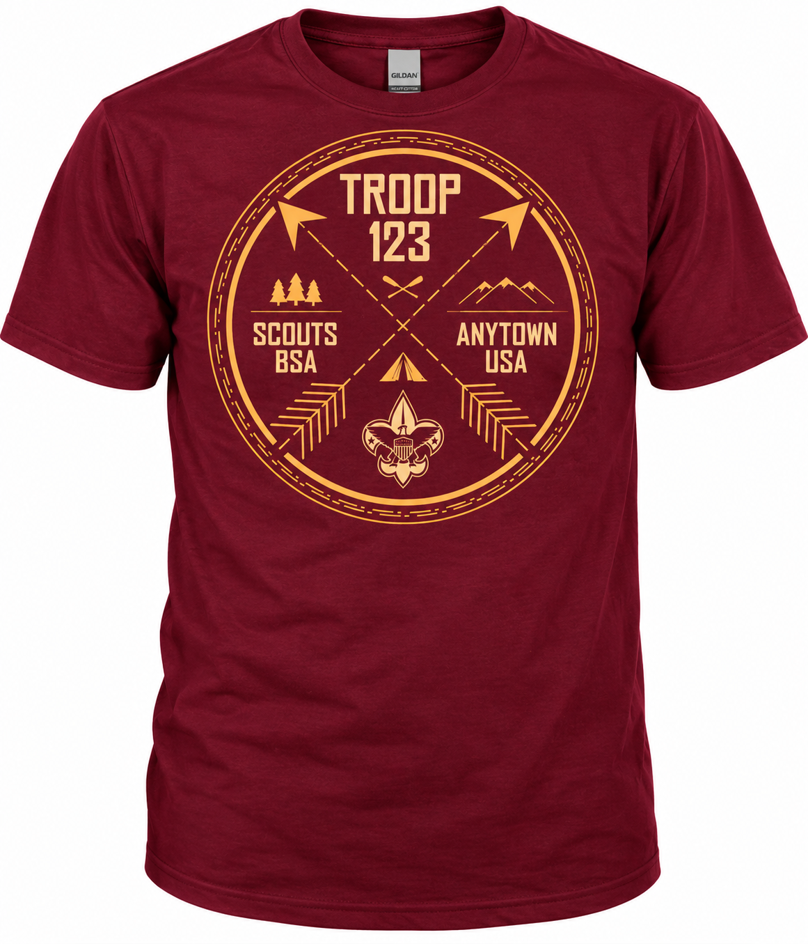 Scout Troop design on a B110 100% cotton t-shirt