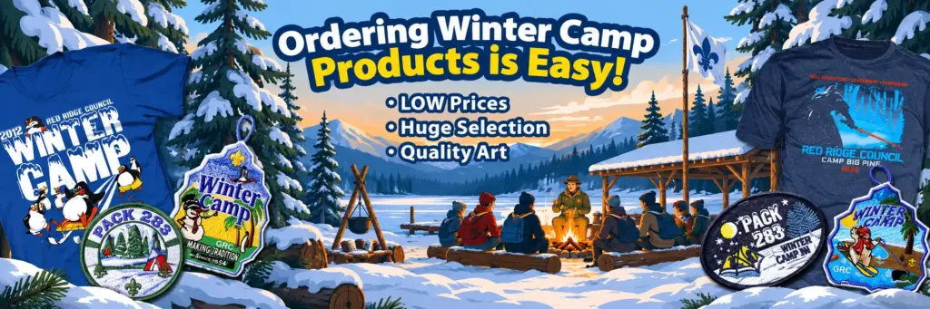 Winter camp and Klondike Derby t-shirts, patches and products