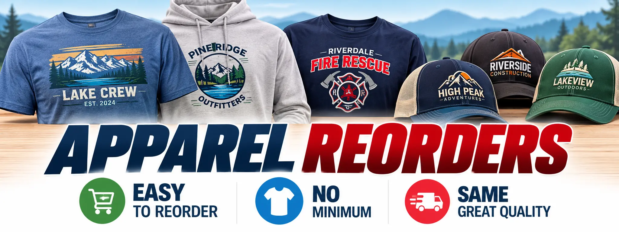 Reorder custom printed and embroidered apparel from ClassB