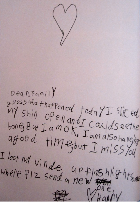 funny kid's camp letter