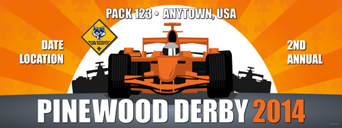 cub scout Pack pinewood derby vinyl banner